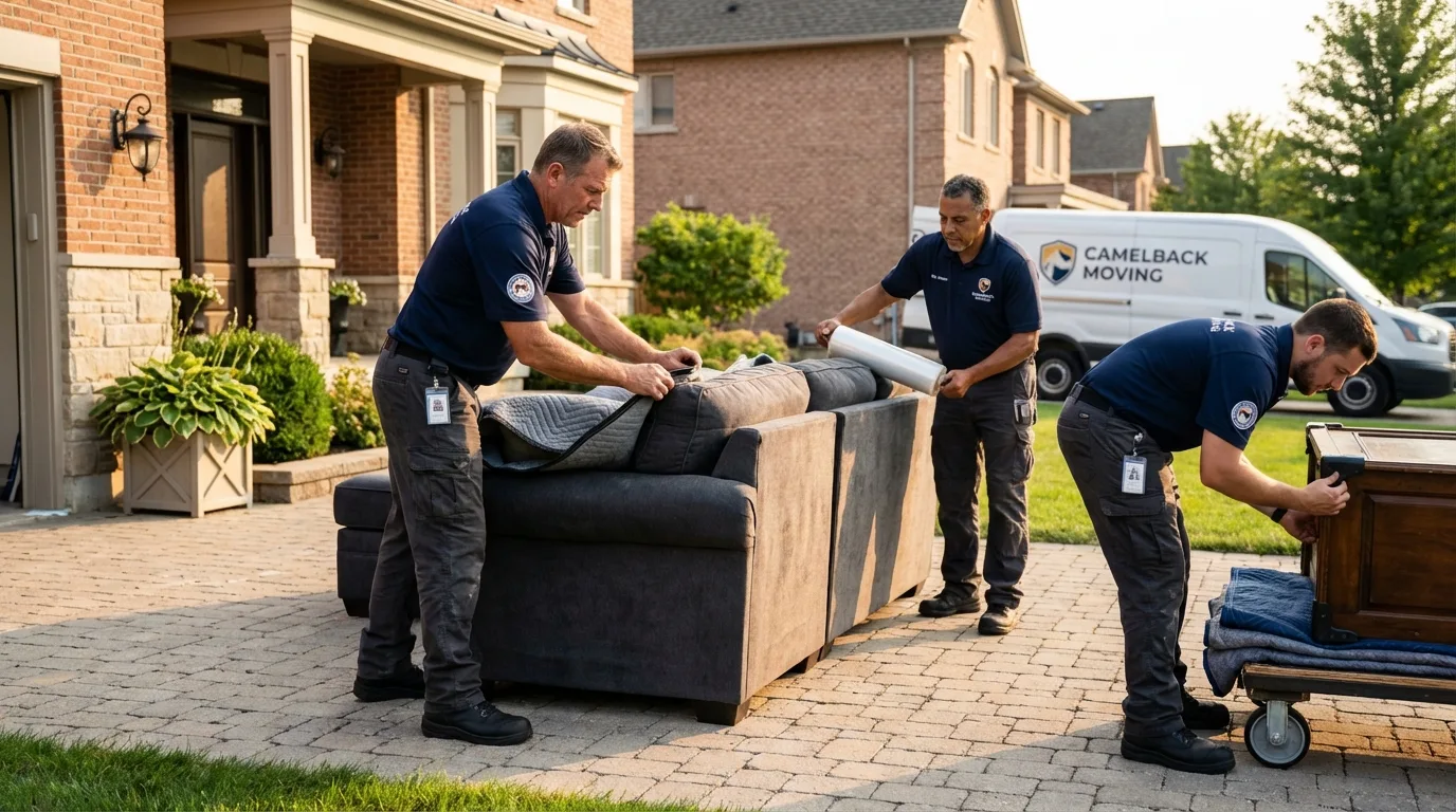 Large estate moving crew wrapping furniture in Fox Lake, WI